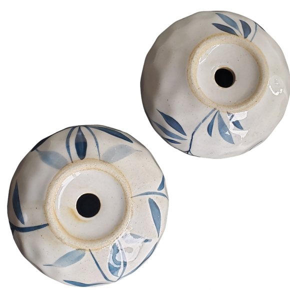 Round Grey & Blue Japanese Style Glazed Ceramic Planters ~ For Bonsai Succulents - Picture 4 of 9